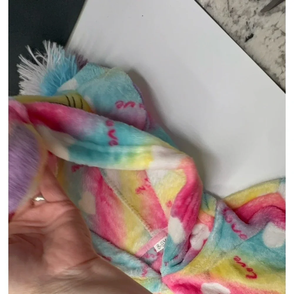 Gently worn girls size medium super soft unicorn rainbow robe.